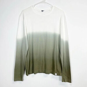 NEW BRAX Sweater Men Medium EU 50 Olive Green Dip Dye Crewneck Knit Cotton Linen